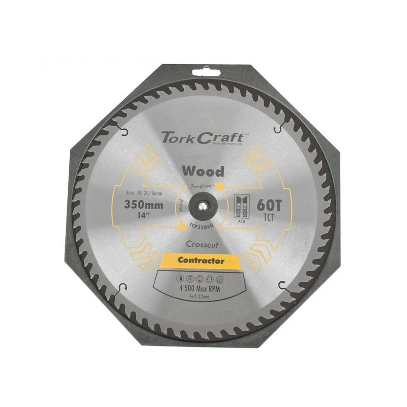 Tork Craft | Saw Blade TCT 350X60T 30/20/16mm Contractor Wood